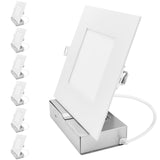 LUXRITE 6-Inch LED Recessed Light with J-Box, Canless Mini Panel Spotlight, 5CCT 2700K-5000K, 10/13/15 Watts, 800/1050/1250 Lumens, CRI90, Dimmable, 120-277V, IC Rated, Wet Rated, ETL Listed (16 Pack)