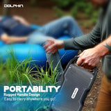 Dolphin S100 Bluetooth Speaker – EX-BASS, 20-Hour Battery, Rugged Portable Design, IPX5 Waterproof Outdoor Speaker for Job Sites, Camping, Fitness, Beach, Travel