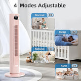 Antarctic Star Tower Fan Portable Floor Fans 85°Oscillating Fan Quiet Cooling 12H Timer Remote Control Standing Bladeless Electric 3 Wind Speeds 4 Modes Bedroom Office,36 inch, Pink