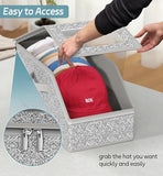 AOODA 2 PCS Stackable Hat Storage for Baseball Caps, Holds up to 24 Caps Hat Organizer for Closet, Sturdy Snapback Boxes for Men with Cardboard, Grey