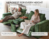Cloud Reclining Couch with Headrest, Storage Ottoman, Drawer Charging Cup Holder, Deep L-Shaped 6 Seater with Dual Electric Recliner