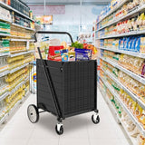 330 lbs Capacity Foldable Grocery Cart with Waterproof Liner & 360° Swivel Front Wheels
