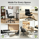 Office Chair Adjustable Desk Chair Mid Back Executive Comfortable Bonded Leather Ergonomic Back Support Home Computer Chair