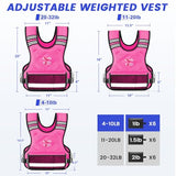 VBSD Adjustable Weighted Vest for Women Men 4-10LB Vest with 6 Ironsand Weights Body Weight Vest with Reflective Strip, Pink