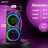 Dolphin Elite 290 Bluetooth Party Speaker – Dual 15" Big Speaker with Wireless Microphone, XLR Input, 200W RMS, Translucent Cabinet, Deep Bass, LED Light Show, High Clarity Sound, DJ & Karaoke Ready