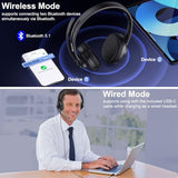 Wireless Bluetooth Headset with CVC8.0 Noise-Cancelling Microphone & Mic Mute