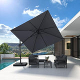 PURPLE LEAF 9.8' X 9.8' Left-right Tilting Patio Umbrella Outdoor Cantilever Swivel Square Umbrella Aluminum Offset Umbrella with 360-degree Rotation for Garden Deck Pool Patio Light Grey