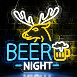 Deer Beer Neon Sign - Neon Beer Signs for Wall Decor, USB-Powered, Dimmable LED Neon Light for Man Cave, Bar, Club, Bistro, Party, Game Room (12.5×12.5 inch)