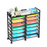 Simple Trending Rolling File Storage Cart, 15-Tier Metal Desk File Organizer with 14 Mesh Sliding Trays