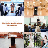 47’’ Wooden Podium Stand with Wheels, Portable Lectern Churches with 15 MM Particle Board, Pulpits Stand with Storage