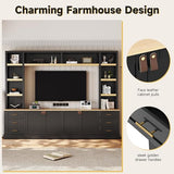 MLZTINGR 102.3" W 4-Piece Farmhouse Entertainment Center Wall Unit, TV Stand with Bookshelves