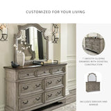 Signature Design by Ashley Lodenbay Casual Smooth-Gliding 7-Drawer Dresser and Mirror with Safety Stop, Light Gray & Dark Brown