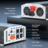 4000W Pure Sine Wave Inverter 12V DC to 120V AC Converter with LCD Remote