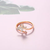 Carleen 18k Solid Rose Gold 0.105ct Diamond Butterfly Open Ring For Women wife her(6)