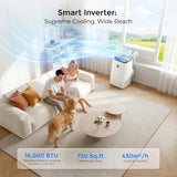 AGTANA 16000 BTU Portable Air Conditioner Inverter (12000 BTU SACC), 42dB Quiet, Dual Hose, Fast Cooling AC Unit for Large Room up to 750 sq. ft, 3-in-1 Portable AC with Dehumidifier, Self-Evaporating