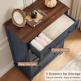 Joaxswe Farmhouse 5 Drawer Dresser for Bedroom Set of 2