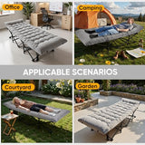 Northroad Camping Cot with Thick Mattress,Quick Set-Up Sleeping Cots Bed with Side Pocket for Outdoor Camping, Office Nap, Home Garden, Beach, Travel, Grey