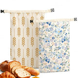 2 Pack Beeswax Bread Bags, Reusable Organic Cotton Bread Storage Bags