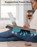 Lap Desk - Up to 17” Laptop Tray with Wrist Rest, Portable Handle, Fixed Mouse Pad
