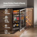 Ca'Lefort 24'' Beverage Refrigerator, 180 Can Beverage Fridge Under Counter