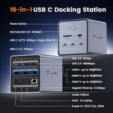 TobenONE 16-in-1 Laptop Docking Station Triple 4K Monitor with 150W Power Supply, 3 HDMI, 2.5Gbps Ethernet