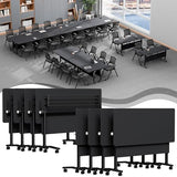 Usosidam Folding Conference Room Table, Modular Mobile Large Flip-Top Training Table with Locking Wheels