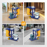 Rolling Service Cart Ideal for Hotels & Housekeeping Efficient Multi-Purpose Cleaning Solution in Blue