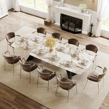 Extendable Dining Table with Leaf, 78"-110" Rectangular Sintered Stone