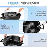 GREEN PARTY 22 inch Kettle Charcoal BBQ Grill with Wheels, Portable Charcoal Grill with Porcelain-Enameled Lid & Ash Catcher, Black