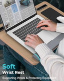 Lap Desk - Up to 17” Laptop Tray with Wrist Rest, Portable Handle, Fixed Mouse Pad