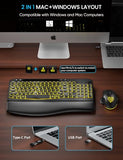 MA22 Pro Wireless Keyboard and Mouse Combo - Ergonomic Wave Keyboard with Soft Leather Wrist Rest