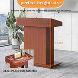 Wooden Lectern Podium Stand with Drawers - Adjustable Height Speaking Lectern for Churches