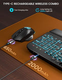 MA22 Pro Wireless Keyboard and Mouse Combo - Ergonomic Wave Keyboard with Soft Leather Wrist Rest