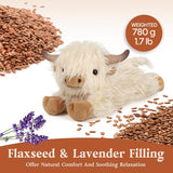 Highland Cow Stuffed Animals, Microwavable Stuffed Animal Adorable Fluffy Highland Cow Plush for Warmth Comfort, Heatable Coolable Lavender Scent Toy, Cute Soft Plushies Gift for Kid Boy Girl & Adult