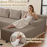 160" Cloud Sectional Boneless Couch U Shaped with Double Chaise, Comfy Corduroy Modular Sectional Couches for Living Room