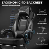 GTPLAYER Gaming Chair with Footrest, Big and Tall Game Chair 350lb Racing Style Computer Chair, Light Gray