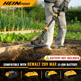 HEINPRO Cordless Tiller Cultivator Compatible with Dewalt 20V MAX Battery, 9In Tilling Width & 7In Depth Electric Tiller for Gardening (Tool Only)