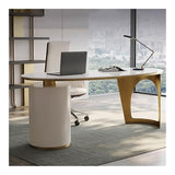 zhongxlla Standing Desk, Modern Study PC Desk with Storage, High Gloss Rock Slab Writing Workstation