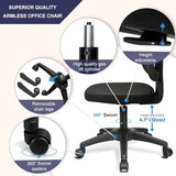 Swivel No Arms Small Home Desk Chair Without Arms for Computer with Height Adjustable Lumber Support and Rotatoable Wheels for Small Spaces