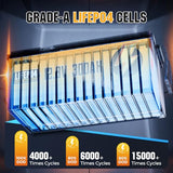 Rvpozwer 12V 300Ah LiFePO4 Battery, 3840Wh Lithium Battery with 200A BMS