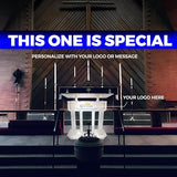 Kingdom Acrylic Lectern or Podium with 6 Column Base and a Wide Middle Shelf with Plenty of Space