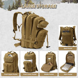 AUMENTAR Small Military Tactical Backpack, 30L Tactical Assault Bag for Men, Army Assault Rucksack GYM Hiking Backpack Bug Out Bag Khaki