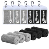 Yekblossom 6 Pack Cooling Towel, Ice Towel for Neck, Soft Breathable Microfiber Towel, Hyper-Evaporative Cooling Towels for Yoga Sports Gym Running Workout Camping Outdoor Activities (3black+3grey)