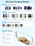 LED Bedside Lamp with Wireless Charger, 3 in 1 Touch Control Bedside Lamp, 5 Color Mode & Dimmable, Desk Lamps with Clock for Nightstand