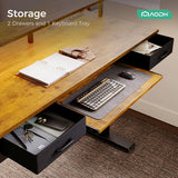 55 Inch Height Adjustable Gaming Desk with Power Outlets & LED Lights