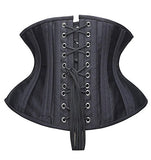 SHAPERX Women Short Torso Curvy Waist Heavy Duty Double Steel Boned Underbust Waist Trainer Corsets,SZ70930-Black-L