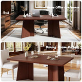 63" Long Dining Table for 6-8 People - Farmhouse Kitchen Table with Extra Thick Tabletop & Heavy-Duty Metal Legs, Walnut
