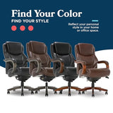 La-Z-Boy Delano Big & Tall Executive Office Chair, Ergonomic Mid-Back Body Pillow Lumbar Support, Chestnut Brown