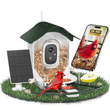 DOCOON Smart Bird Feeder with Camera, 2K HD AI Identify Birds Species, Bi rd Watching Camera with Solar Panel, Instant Notifications, Ideal Present for Bird Lover, Dark Green