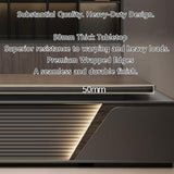 Modern L-Shaped Executive Desk with Drawers, Wooden Office Desk with Hidden Power Outlet
